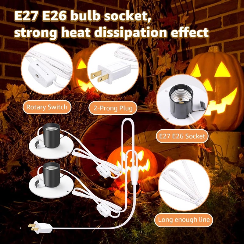 Norward 1 Set Blow Mold Light Kit Replacement, E27 E26 Double Bulb Cord Kit for Halloween,Christmas,Salt Lamp,Craft Indoor Outdoor Decorations,Salt Lamp Base with Switch Fuse Plug - Image 4